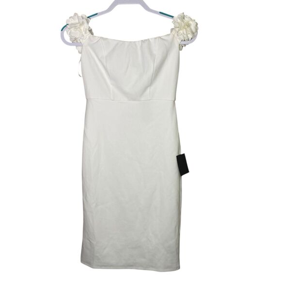 Lulus Mini Dress Womens XS White LWD Floral Off Shoulder Bodycon Pretty Presence - Picture 4 of 11